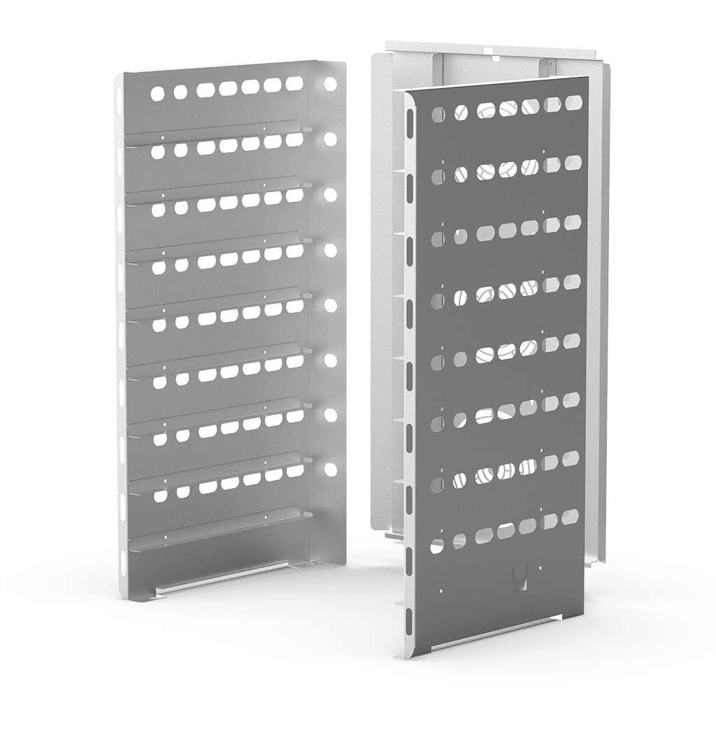 Unox Lateral supports with increased pitch 3-3/4" (95 mm) to optimize the cooking of baked goods. XUC562.