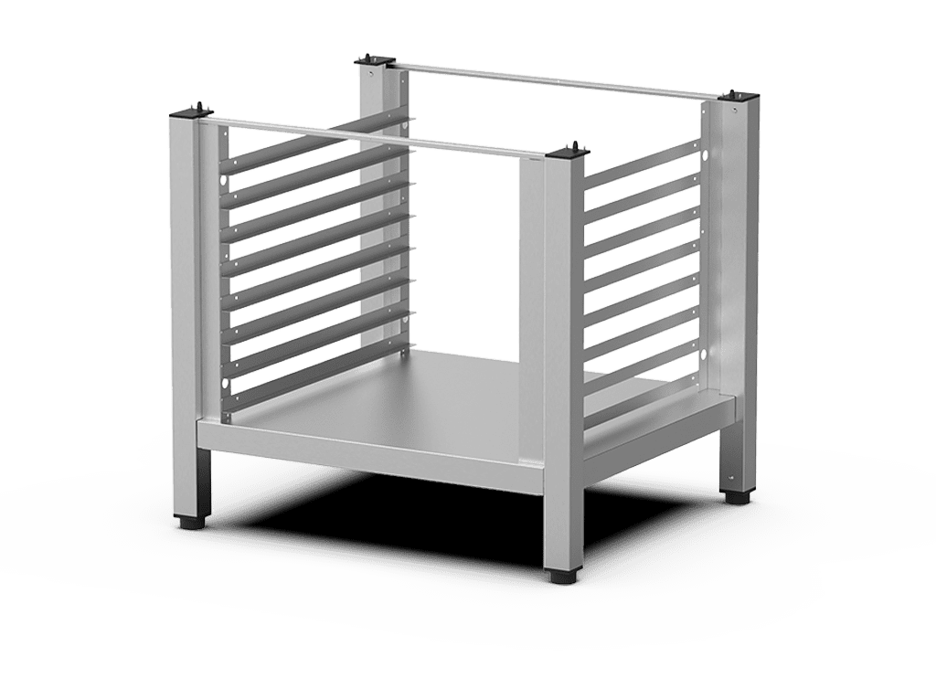 Unox Soporte multifuncional perfecto para almacenar con total seguridad las bandejas y colocar el horno a la altura perfecta para trabajar. XEKRT-08EU-H.