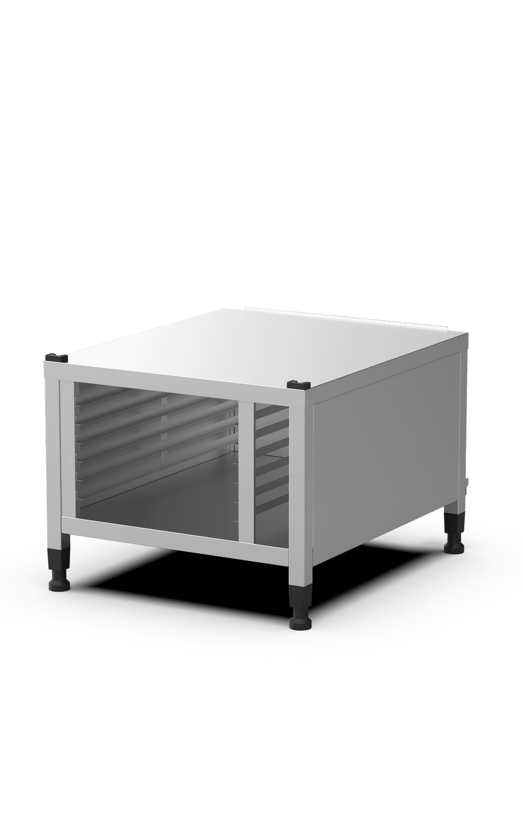 Unox Soporte multifuncional perfecto para almacenar con total seguridad las bandejas y colocar el horno a la altura perfecta para trabajar. Equipado con coberturas laterales. XWDMA-0621-H.
