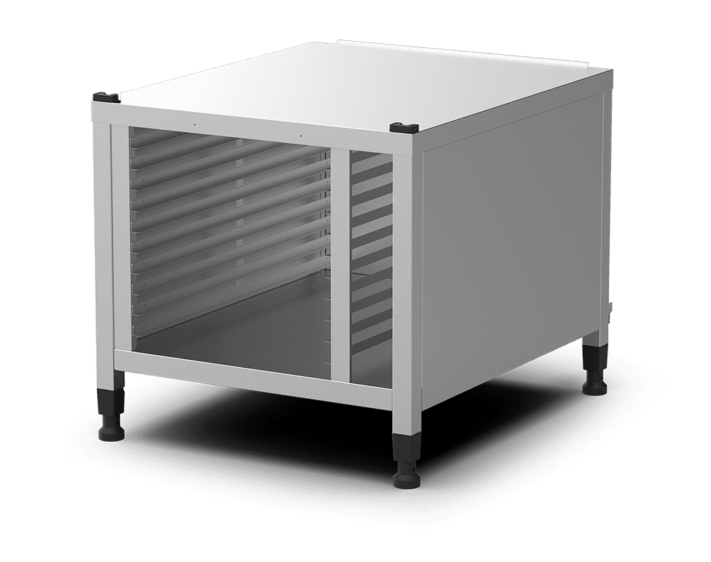 Unox Soporte multifuncional perfecto para almacenar con total seguridad las bandejas y colocar el horno a la altura perfecta para trabajar. Equipado con coberturas laterales. XWDMA-1021-U.