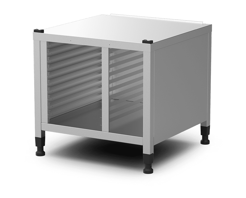 Unox Supporto multifunzionale per riporre in sicurezza le teglie e collocare il forno all’altezza perfetta per lavorare. Dotato di coperture laterali. XWLMA-10EF-U.
