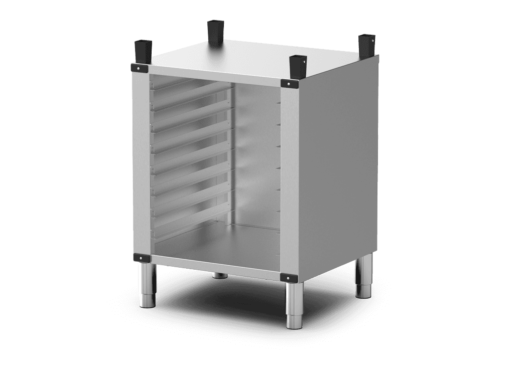 Unox Supporto multifunzionale per riporre in sicurezza le teglie e collocare il forno all’altezza perfetta per lavorare. XWNRA-08HS-H.