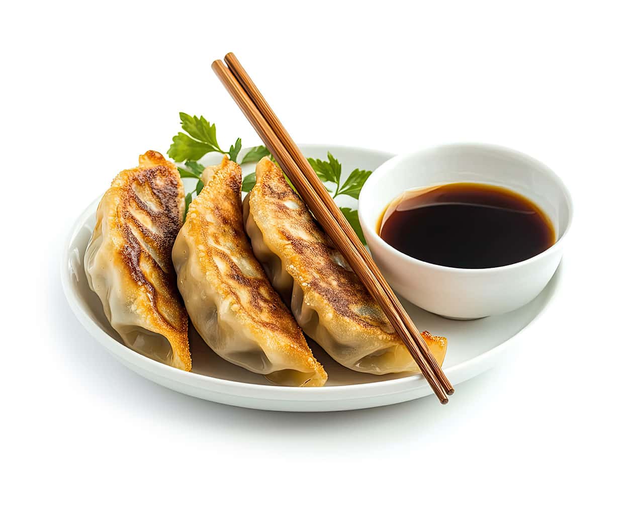 Gyoza and soy sauce