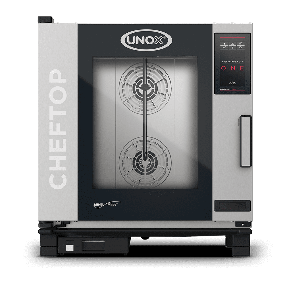 7 trays GN 1/1 Render of UNOX CHEFTOP MIND.Maps™ ONE commercial combi oven XEVC-0711-E1RM-MS.