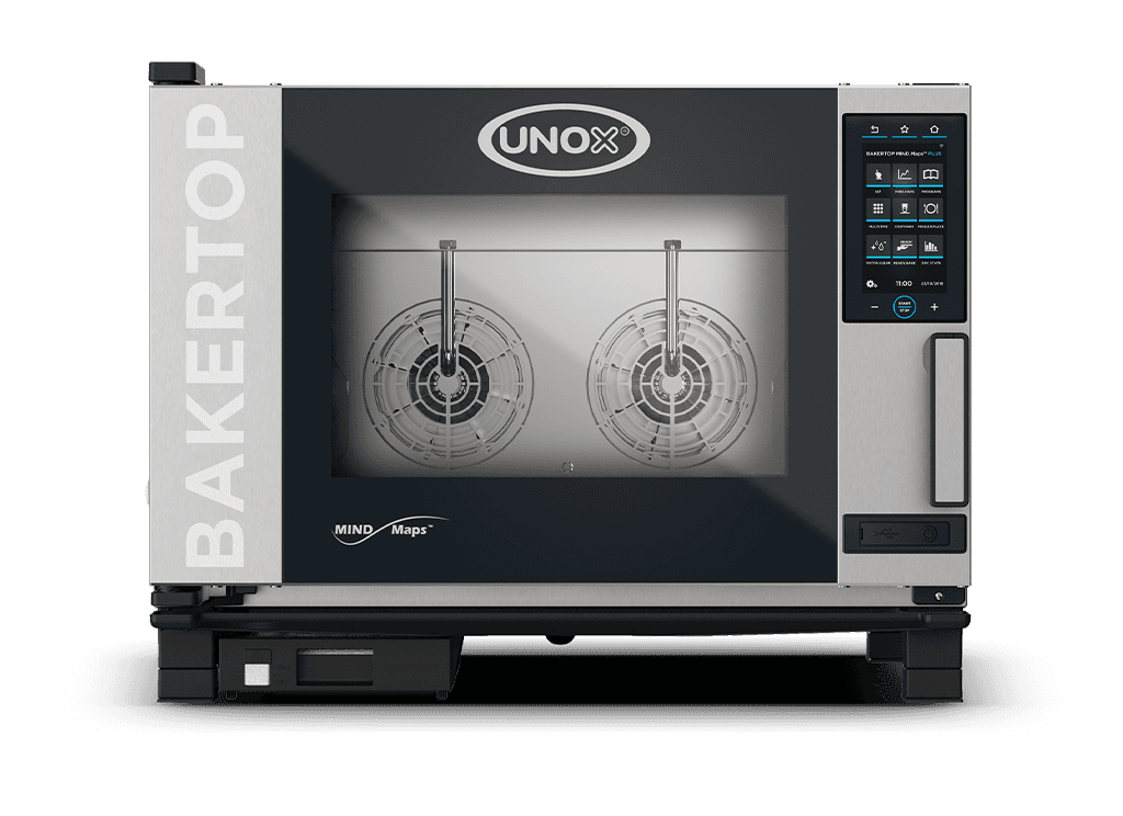 4 trays 600x400 Render of UNOX BAKERTOP MIND.Maps™ PLUS commercial combi oven XJBC-04EU-EPRM.