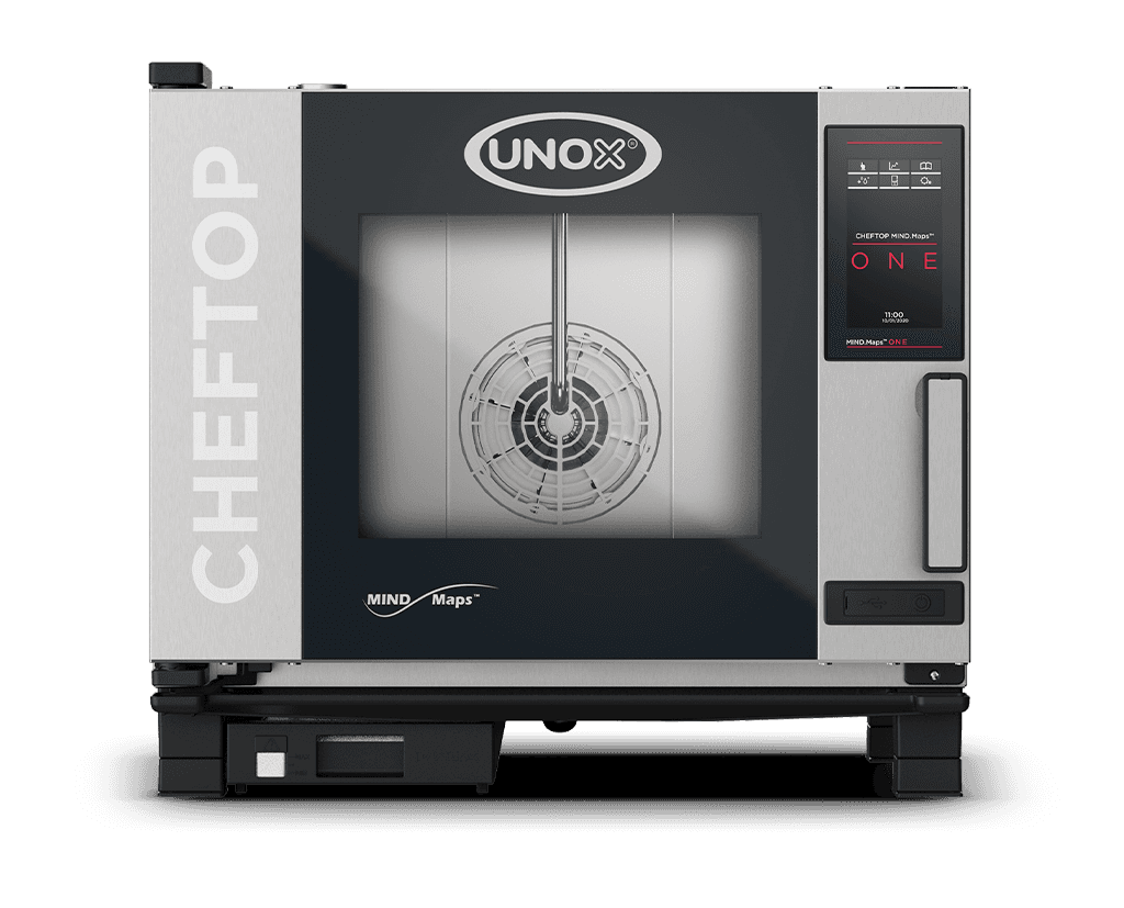 5 trays GN 1/1 Render of UNOX CHEFTOP MIND.Maps™ ONE commercial combi oven XJVC-0511-E1RM.