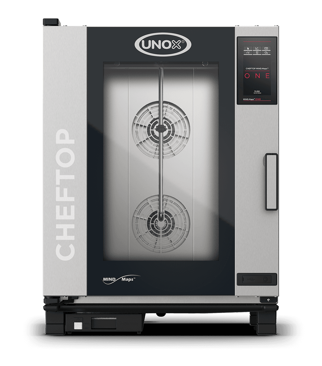 10 trays GN 1/1 Render of UNOX CHEFTOP MIND.Maps™ ONE commercial combi oven XJVC-1011-E1RM.