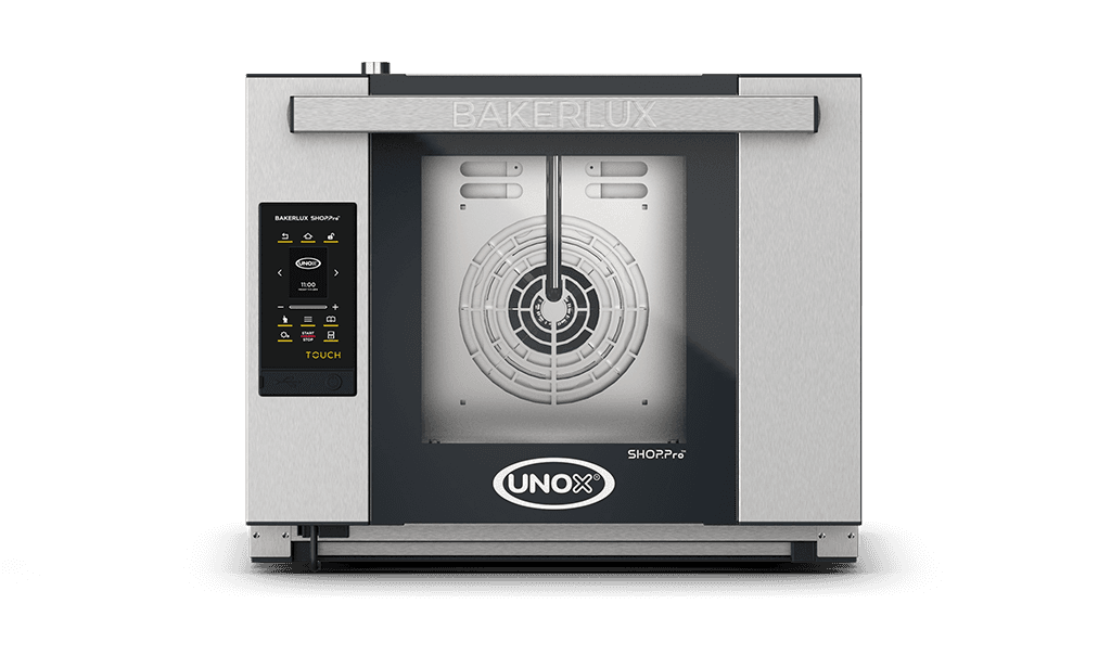 4 trays 460x330 Render of UNOX BAKERLUX SHOP.Pro™ TOUCH commercial convection with humidity oven XEFR-04HS-ETDP-GB.