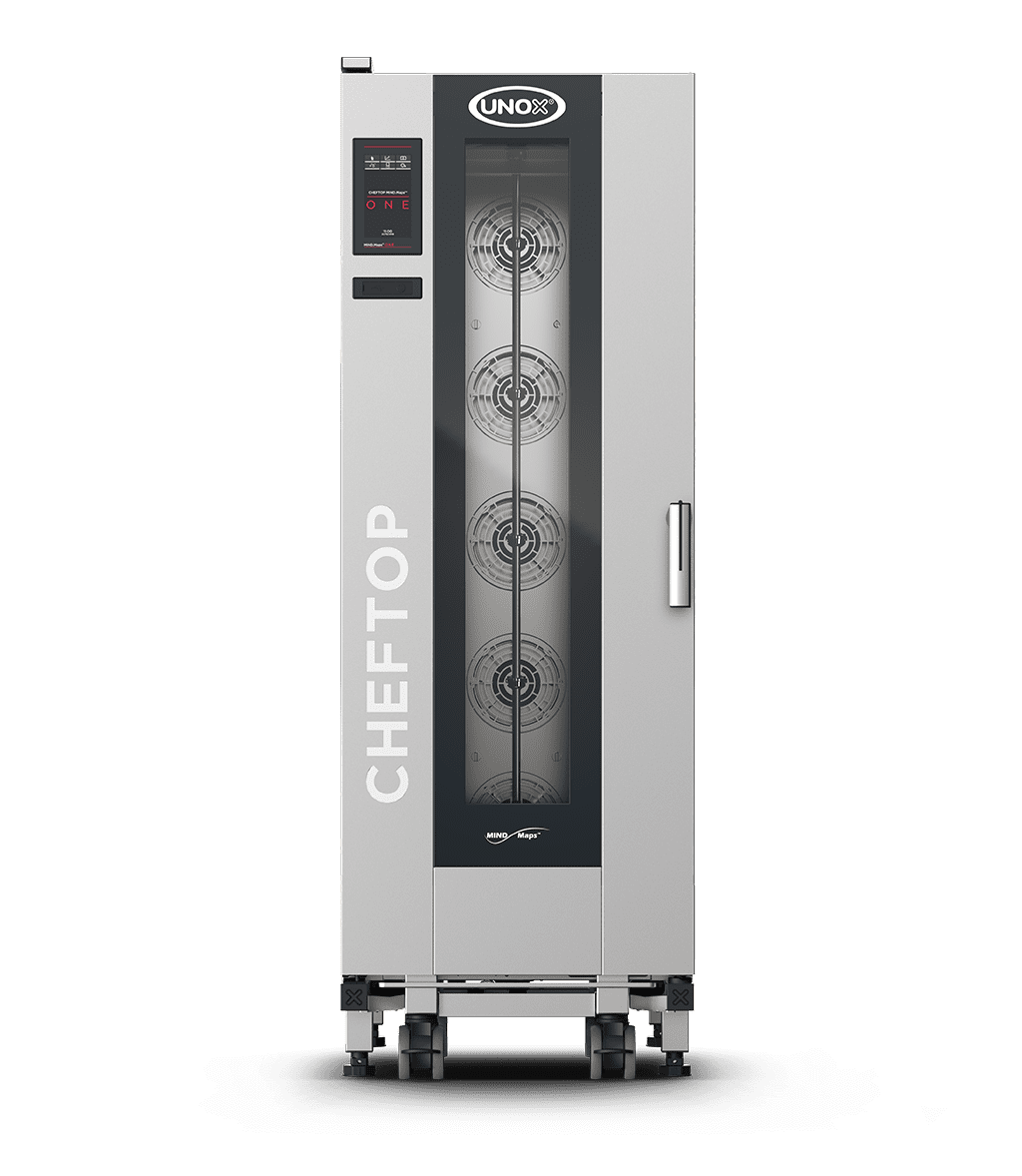20 trays GN 1/1 Render of UNOX CHEFTOP MIND.Maps™ BIG ONE commercial trolley combi oven XECL-2013-E1RS.