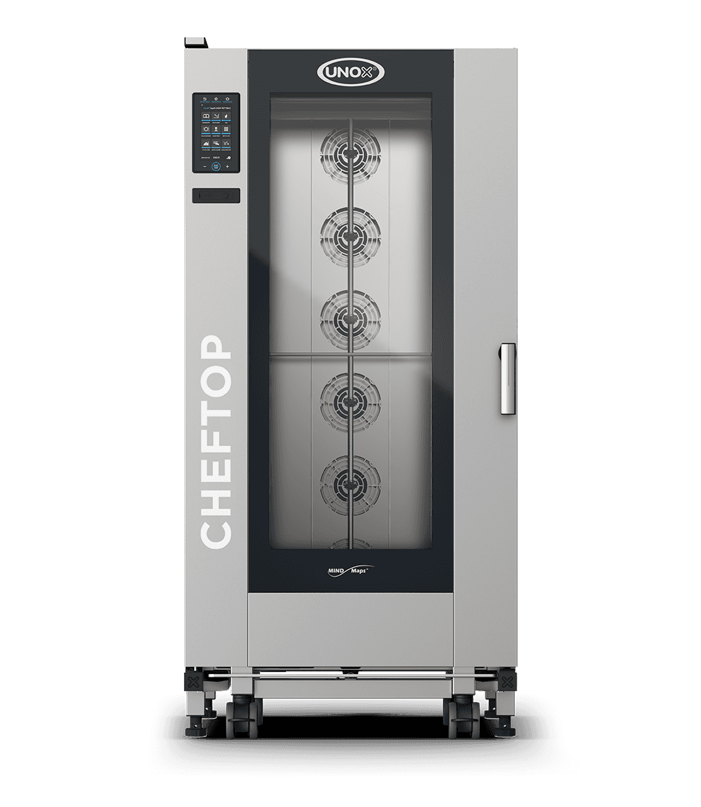 20 trays GN 2/1 Render of UNOX CHEFTOP MIND.Maps™ BIG PLUS commercial trolley combi oven XJVL-2021-GPRS.