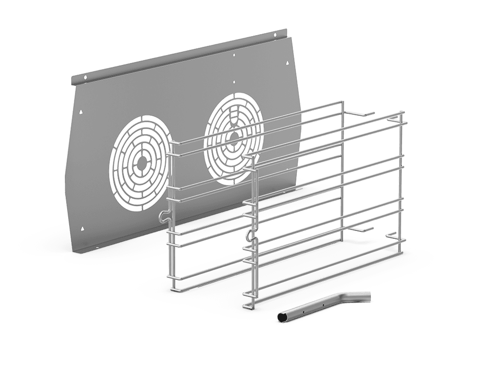 Unox This kit includes everything you need to install lateral supports that allow you to use 660x460 trays instead of 600x400 trays. XC675.