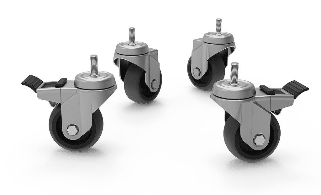 Unox They make cleaning easier. The kit includes 2 wheels with a brake, 2 wheels without a brake, and wall-mounting chains. XR623.