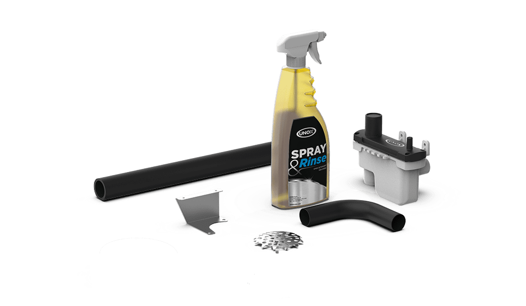 Unox This kit includes everything you need to install a single oven, plus a bottle of SPRAY&Rinse 750ml. XUC013.