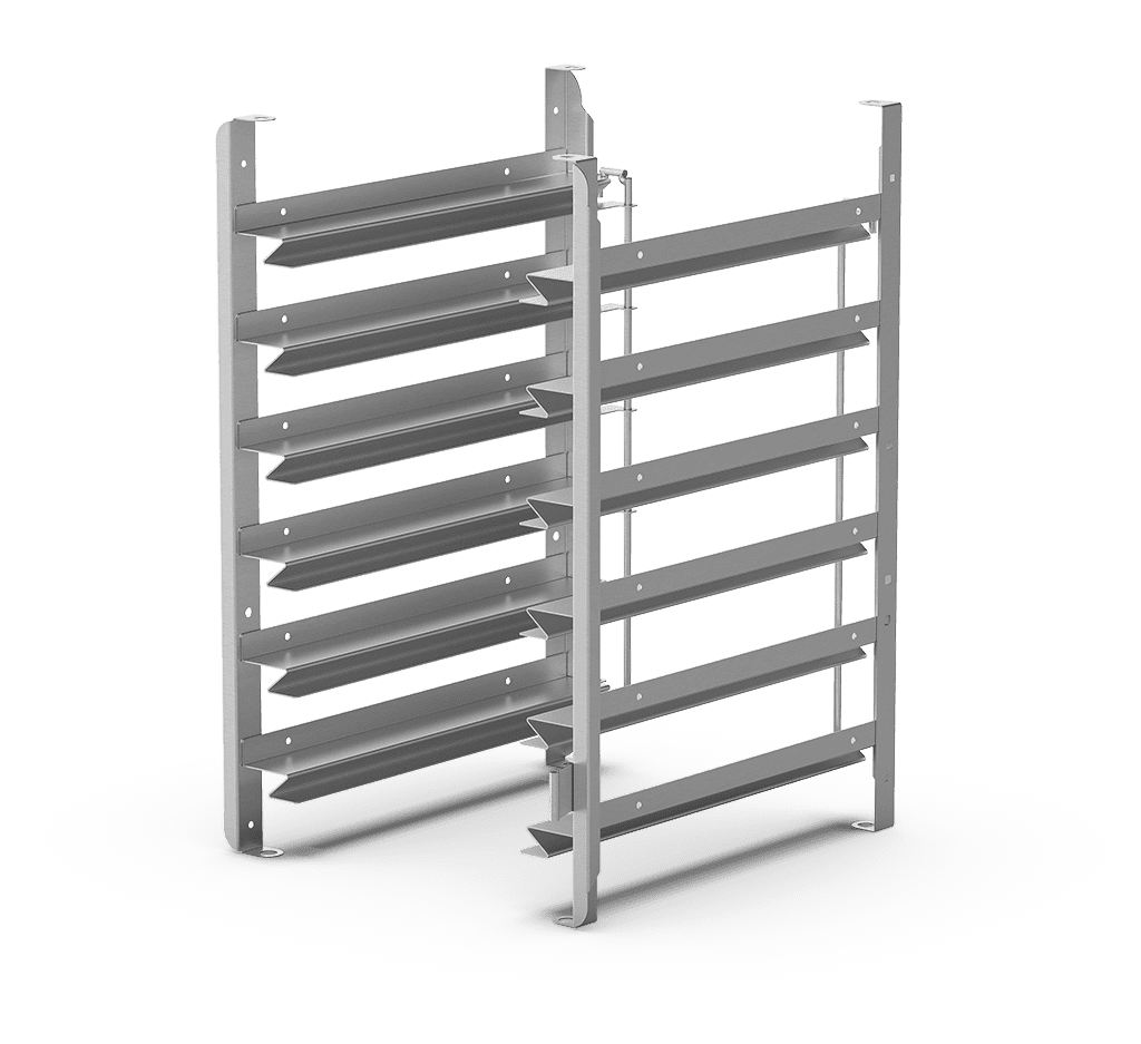 Unox It allows the use of GN 1/1 and 600x400 trays. TG990 tray not compatible with lateral supports. XUC054.