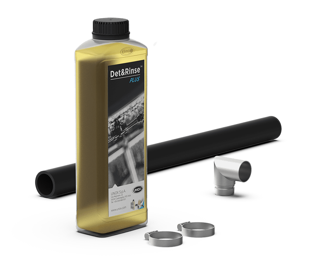 Unox It includes all the necessary parts for the correct installation of a single oven and a bottle of DET&Rinse™ ULTRA detergent (1 liter) UN 1824, 8, II - ADR limited quantity. XUC199-DR.
