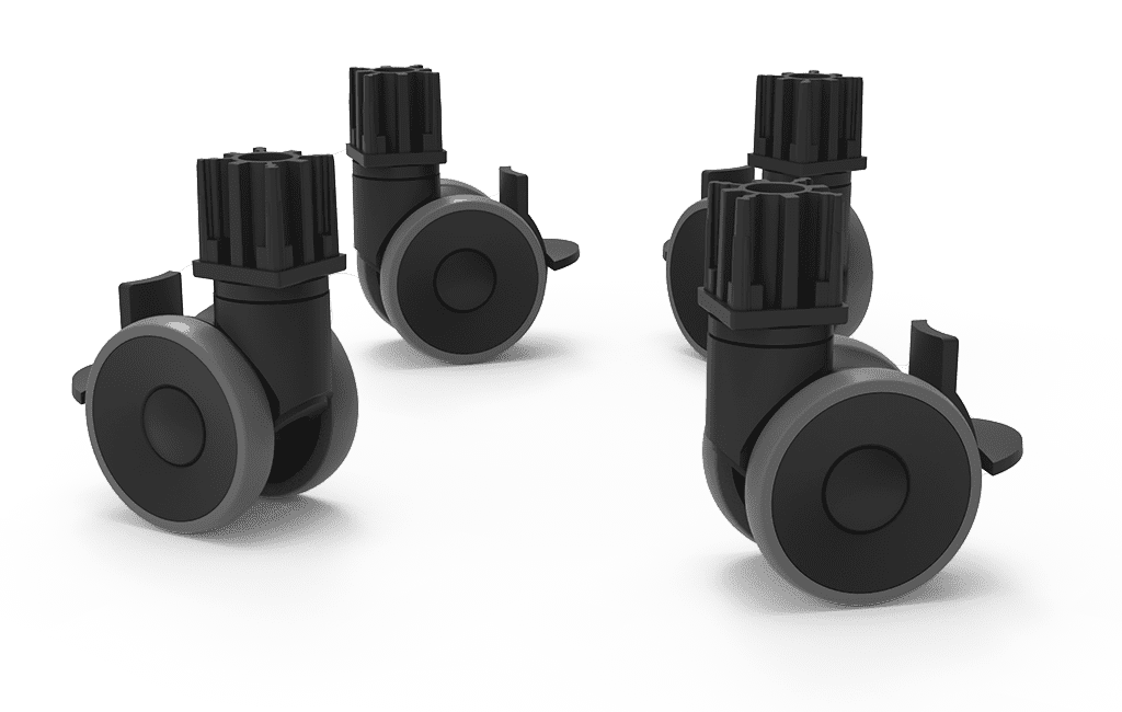 Unox They make cleaning easier. The kit includes 2 wheels with a brake, 2 wheels without a brake, and wall-mounting chains. XUC225.